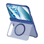 Integrated Shell And Flim Translucent Hinge Holder Magnetic Phone Case, For iPhone Duo