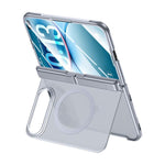 Integrated Shell And Flim Translucent Hinge Holder Magnetic Phone Case, For iPhone Duo