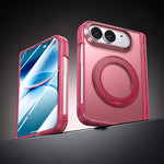 Integrated Shell And Flim Translucent Spring Hinge 360 Ring Holder Phone Case, For iPhone Duo