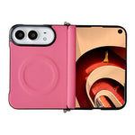 Side Clamp Central Axis Morandi Solid Color Leather Texture Magnetic Phone Case, For iPhone Duo