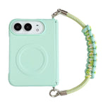 Side Clamp Dual Magnetic Axis Solid Color Leather Texture Phone Case with Lanyard, For iPhone Duo