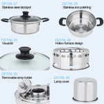 Portable Outdoor Stainless Steel Wick Alcohol Stove Single Small Pot Set, Size: 14cm, Size: 14cm