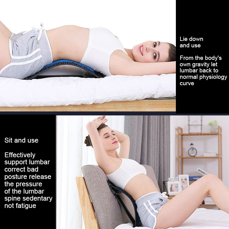 Lumbar Traction Stretching Device Posture Corrector Waist Support Spine Pain Relief Back Massage Stretcher, Black Green, Black Blue, Black Purple, Black Red, Red White, White Green, White Blue, White Purple