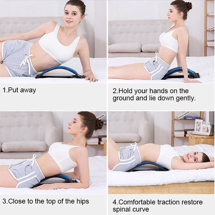 Lumbar Traction Stretching Device Posture Corrector Waist Support Spine Pain Relief Back Massage Stretcher, Black Green, Black Blue, Black Purple, Black Red, Red White, White Green, White Blue, White Purple