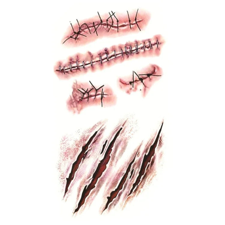 20pcs S-165 Halloween Terror Wound Realistic Scratches Injury Scar Temporary Tattoo Sticker, S-165/20pcs
