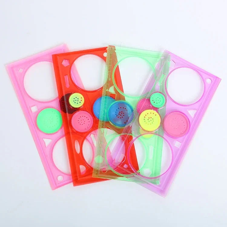 10pcs Creative Million Flower Ruler Geometric Learning Rules Drawing Tools Fixed Student Painting Set Creative,Random Color Delivery, Million Flower