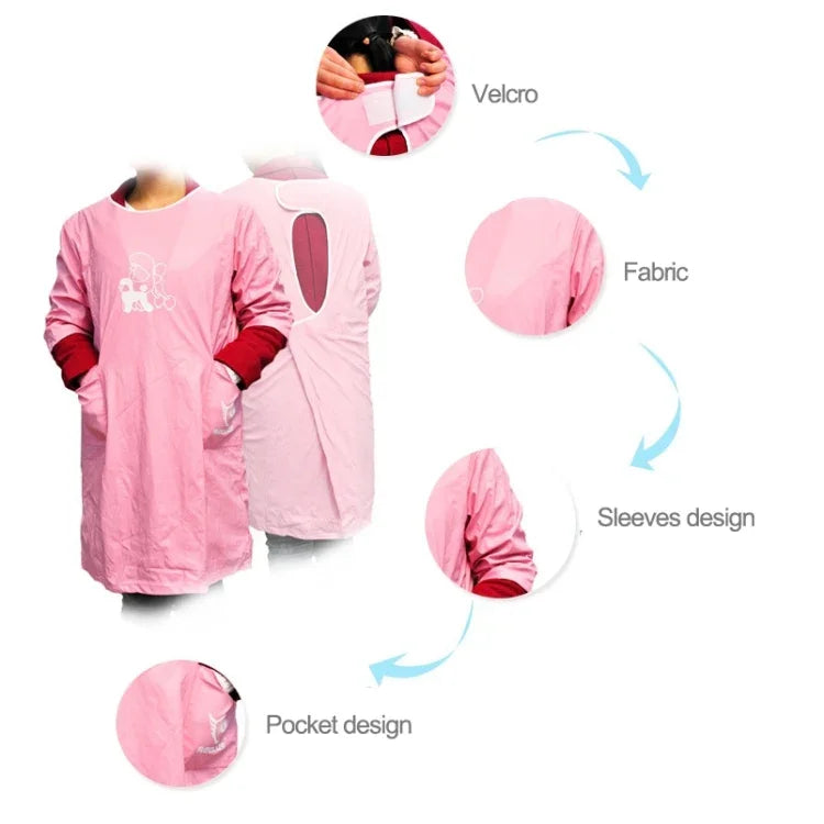Sleeveless Pet Apron Beauty Gown Pet Grooming Beautician Smock Waterproof Clothing Pet Store Aprons,M, Length: 93cm, Size:M Color:Silver
