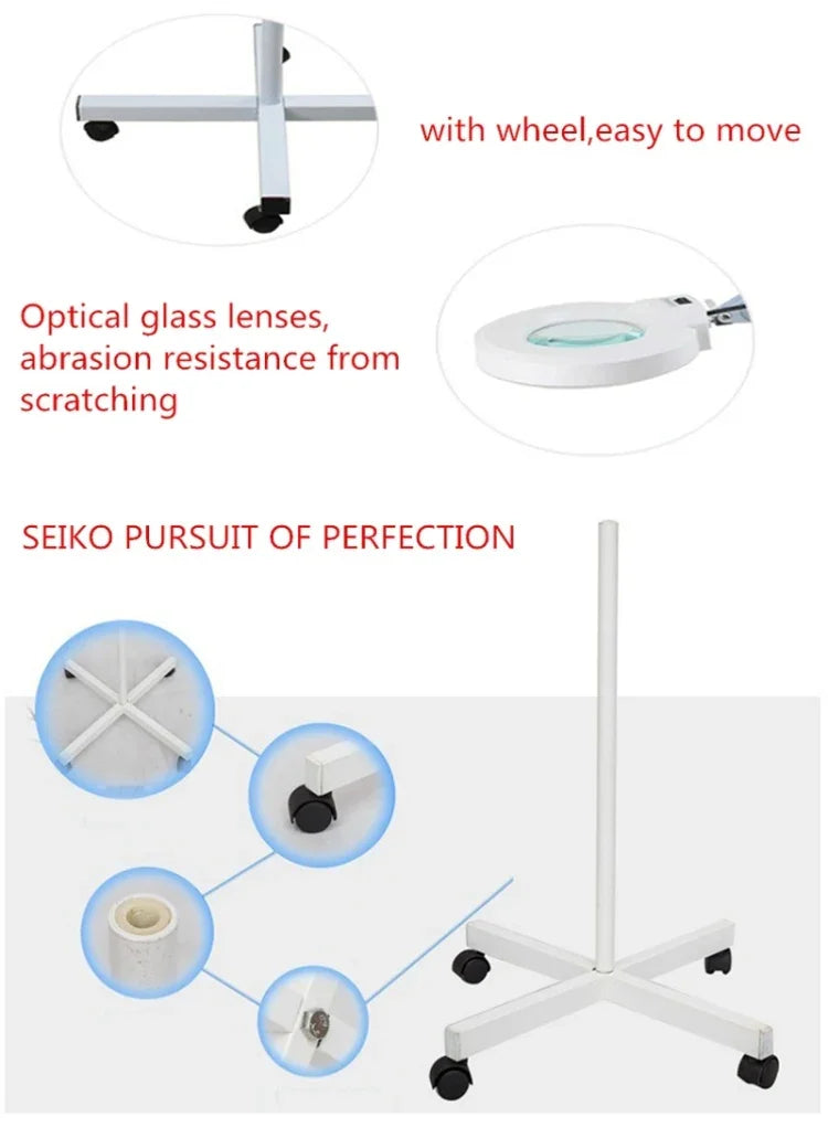 5X Foldable Swing Arm Desk Table Mount Magnifier with Lamp Light for Facial Tattoo Eyebrow Nail Salon Beauty, Cool White Light