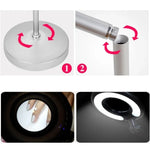 5X Foldable Swing Arm Desk Table Mount Magnifier with Lamp Light for Facial Tattoo Eyebrow Nail Salon Beauty, Cool White Light