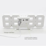 Multi-Function Large 3D LED Digital Wall Alarm Clock with Snooze Function, 12/24 Hours Display for Home, Kitchen, Office, DC 5V, CE Certificated, White Body Green Characters, White Body Blue Characters, White Body Red Characters                        ...