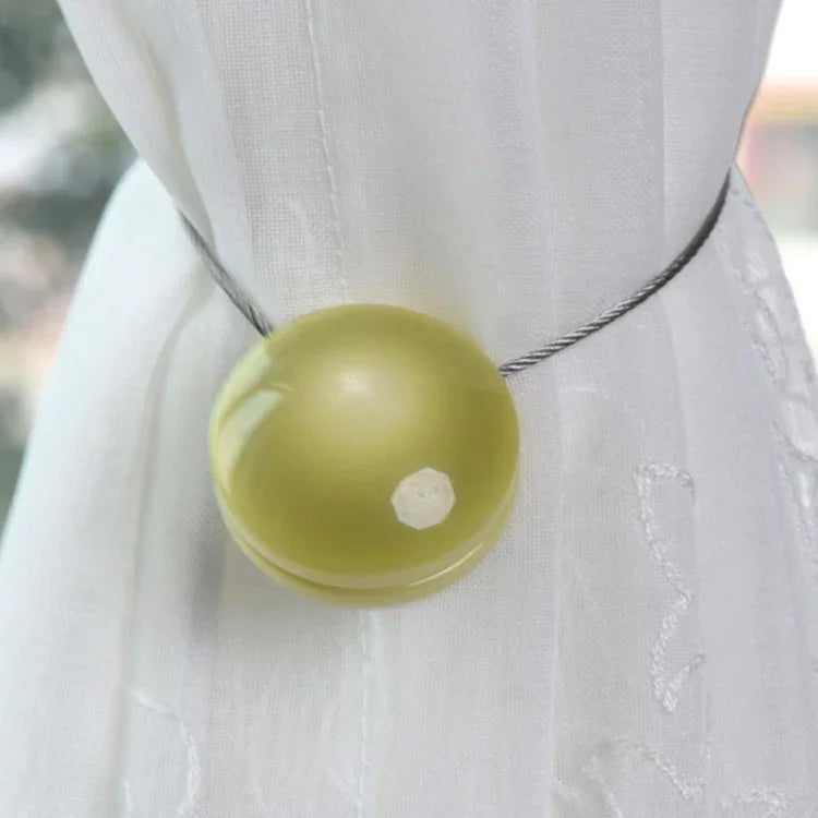 2 PCS Fashion Cat Eye Resin Steel Wire Magnet Curtain Buckle Tie Rope, Cat Eye Resin