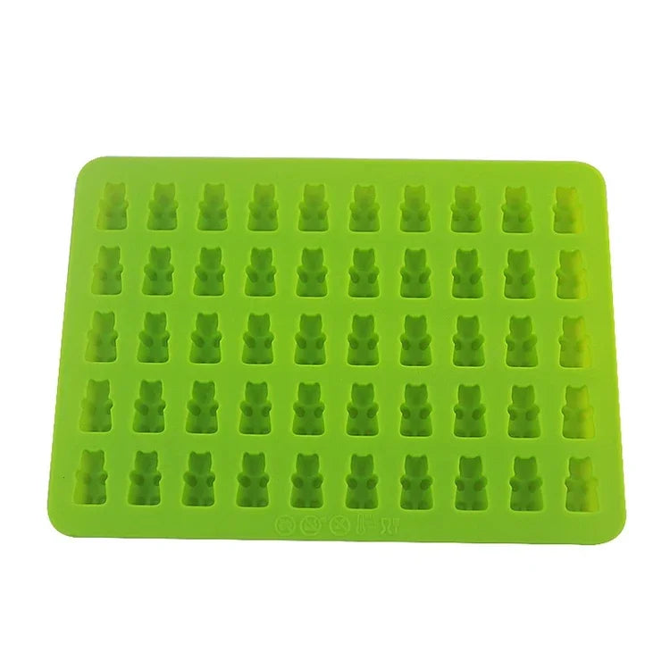 2 PCS 50 Holes Small Bear Chocolate Tray Silicone Mold Cookie Mold Candy Mold, Random Color Delivery, Size: 19*13.7*1cm, 50-Grid