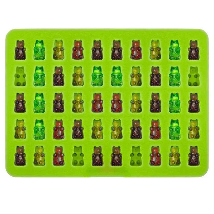 2 PCS 50 Holes Small Bear Chocolate Tray Silicone Mold Cookie Mold Candy Mold, Random Color Delivery, Size: 19*13.7*1cm, 50-Grid