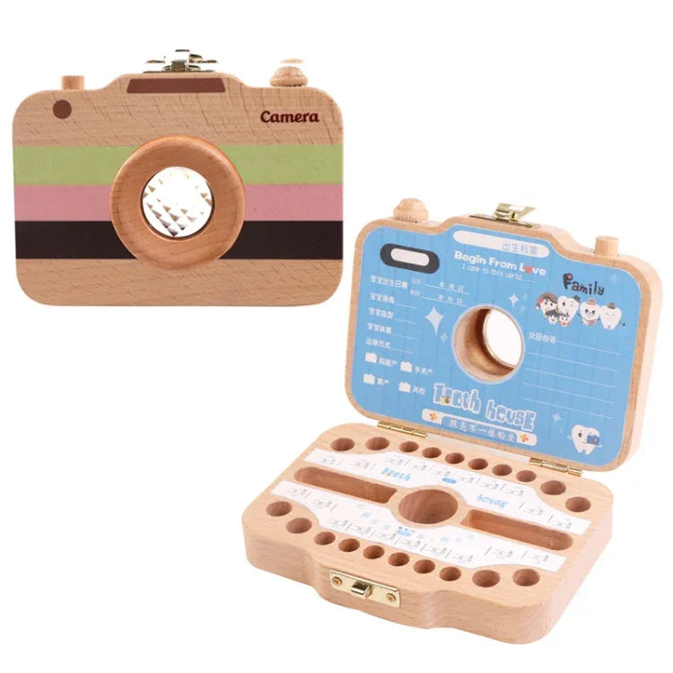 Creative Wooden Children Camera Deciduous Tooth Preservation Box Baby Teeth Tooth House Storage Box, HC2455A, HC2455B, HC2455C, HC2455D