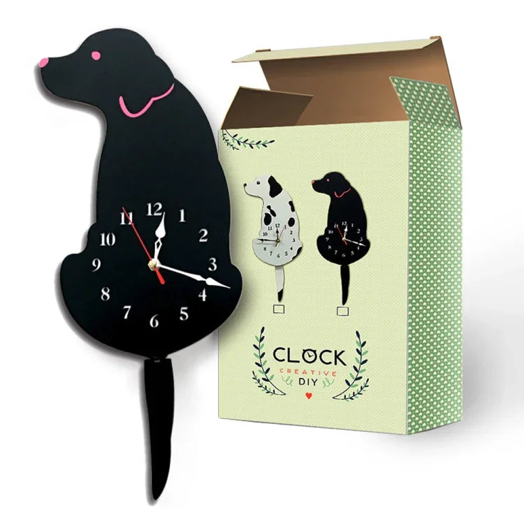 Home Office Bedroom Decoration Battery Operated Dog Shaped Wall Clock with Swinging Tails, Size : 42 x 18cm, Dog (Black), Dog (White)