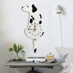 Home Office Bedroom Decoration Battery Operated Dog Shaped Wall Clock with Swinging Tails, Size : 42 x 18cm, Dog (Black), Dog (White)