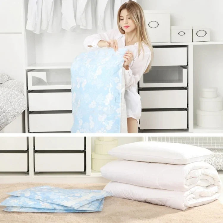 Space Saving Orchids Pattern Vacuum Storage Bag, Thinken Quilts Clothing Vacuum Seal Storage Bag, Size: 80*100 cm, Size: 80*100 cm