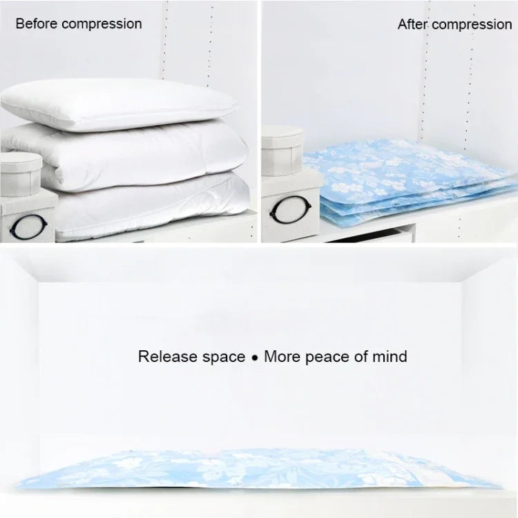 Space Saving Orchids Pattern Vacuum Storage Bag, Thinken Quilts Clothing Vacuum Seal Storage Bag with, Size: 70*100 cm, Size: 70*100 cm