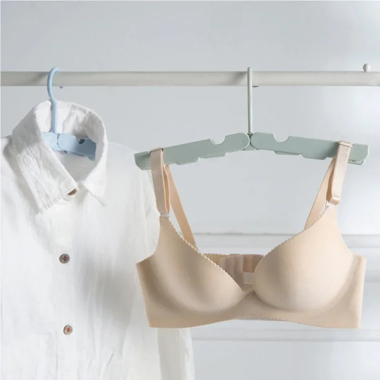 Foldable Clothes Hanger Drying Rack with 4 Hidden Clips for Home / Travel, Random Color Delivery, Foldable Clothes Hanger