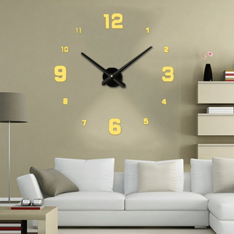 Bedroom Home Decoration Mirrored Number Frameless Large 3D DIY Wall Sticker Mute Clock, Size: 100*100cm, 3M005 (Silver), 3M005 (Black), 3M005 (Gold)