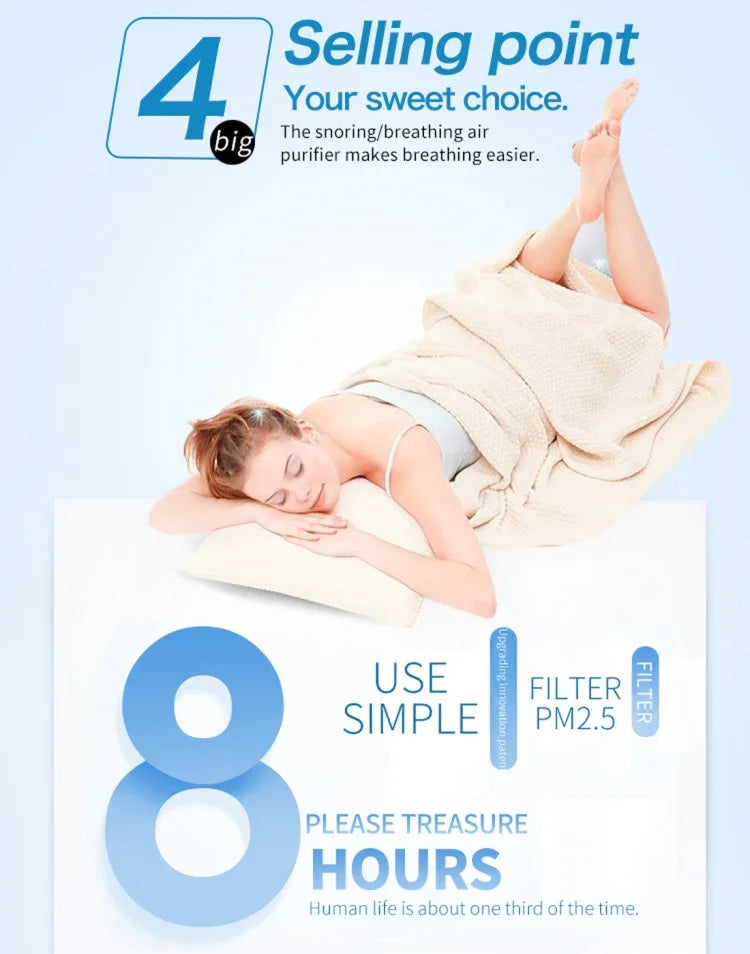 2 PCS 2 in 1 ABS Silicone Anti Snoring Air Purifier