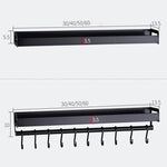 70cm 10 Hooks Kitchen Multi-function Wall Hanging Holder Seasoning Storage Rack, 70cm 10 Hooks(Black)
