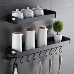 70cm 10 Hooks Kitchen Multi-function Wall Hanging Holder Seasoning Storage Rack, 70cm 10 Hooks(Black)