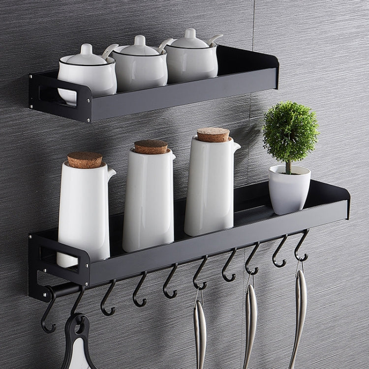 70cm 10 Hooks Kitchen Multi-function Wall Hanging Holder Seasoning Storage Rack, 70cm 10 Hooks(Black)