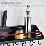 A Version 70cm 2 Cups  10 Hooks Kitchen Multi-function Wall-mounted Condiment Storage Rack, A Version 70cm 2 Cups