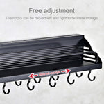 C Version 60cm 2 Cups 10 Hooks Kitchen Multi-function Wall-mounted Condiment Storage Rack, C Version 60cm 2 Cups