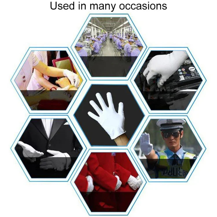 12 Pairs Pure Cotton Working Gloves, Medium Thick Size：Free Size, Medium Thick, Size：Free Size