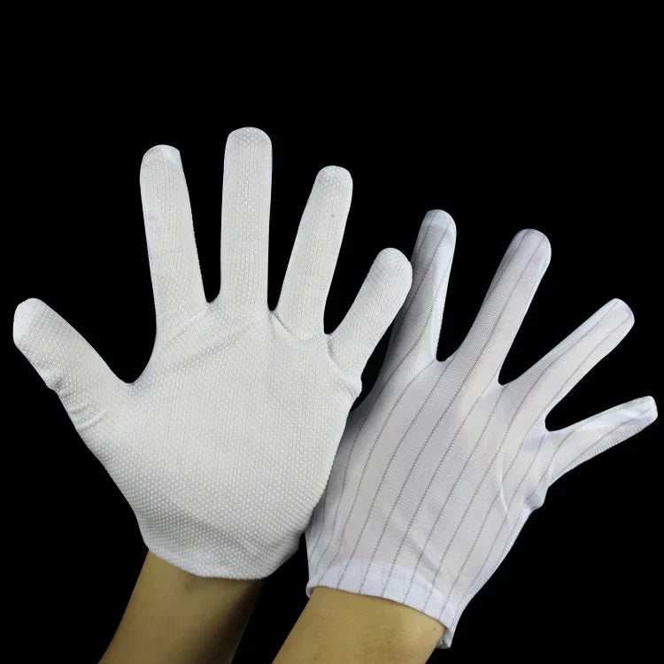 10 Pairs Anti-static Striped Dispensing Gloves, Size：Free Size, Dispensing Gloves