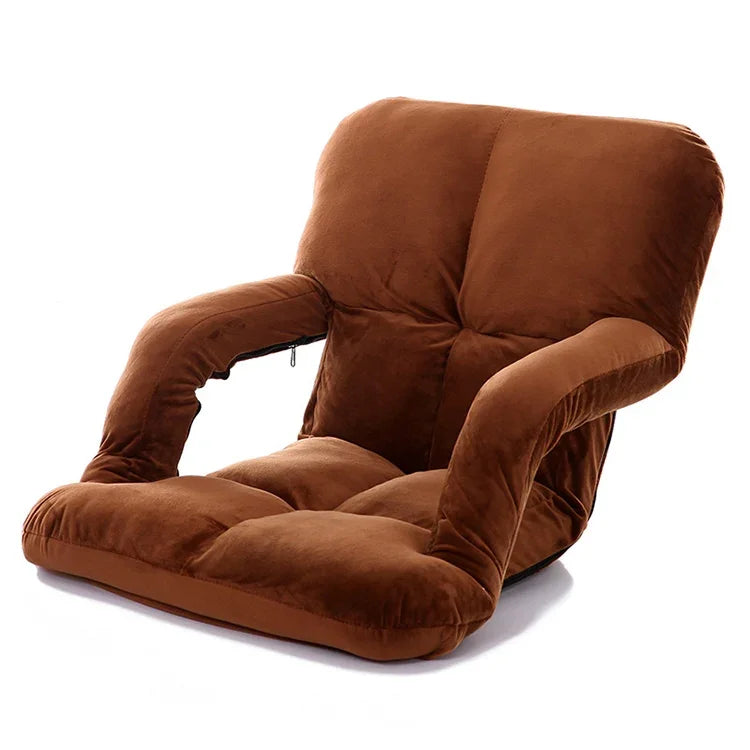 A3 Creative Lazy Sofa with Armrests Foldable Single Backrest Recliner, 92x58x12cm (Yellow), 92x58x12cm (Rose Red), 92x58x12cm (Red), 92x58x12cm (Blue), 92x58x12cm (Khaki), 92x58x12cm (Coffee), 92x58x12cm  (Black)