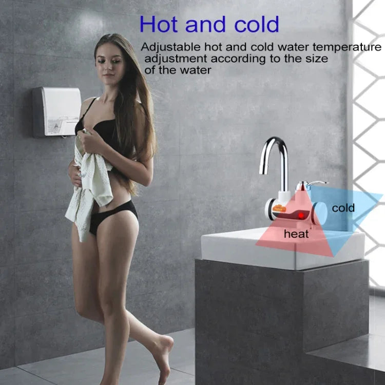 3s Fast Heat Electrothermal Rotatable Faucet Water Tap with Indicator Light, 220V, Size: S, Indicator Light / Size: S