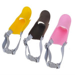 Cute dog silicone muzzle in yellow, brown, and pink colors for pet dogs, perfect for playful outings.