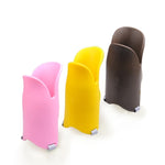 Cute dog silicone muzzle set in pink, yellow, and brown colors for pet dogs.