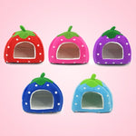 Strawberry Shaped Foldable Short Plush Pet House Nest, Size: M, Red, Size M, Pink, Size M, Blue, Size M, Purple, Size M