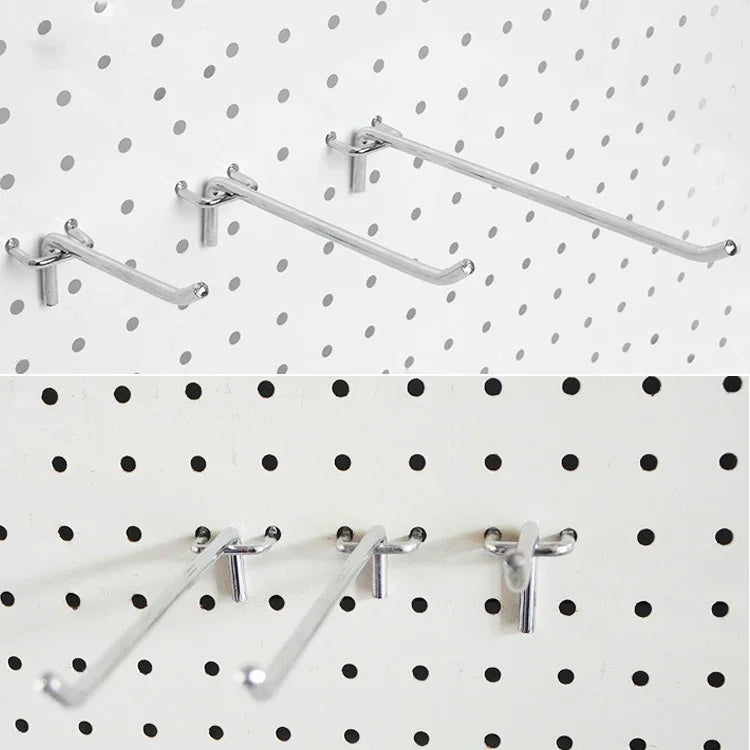 10pcs Supermarket Clothing Shop Pegboard Slat Wall Hook Shelf Hole Plate, Hole Pitch: 2.5cm, Length: 20cm, Wire Diameter: 3.3mm, Length: 20cm