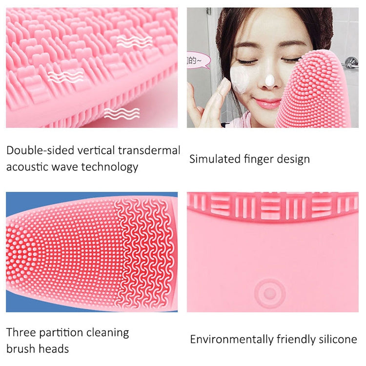 CNaier AE-618 Battery-powered Silicone Acoustic Wave Face Skin Care Electric Facial Cleanser, AE-618(Blue), AE-618(Orange), AE-618(Pink), AE-618(Green)