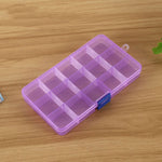 Removable Grid Plastic 15 Slots Box Organizer for Jewelry Earring Fishing Hook Small Accessories, 15 Slots (Purple+Blue), 15 Slots (Baby Blue+Blue), 15 Slots (White+Blue), 15 Slots (White+Pink)