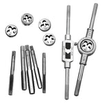 12 PCS Multi-specification Tap and Die Combination Set Hand Metric Wire Tapping Wrench Winch, 12 PCS