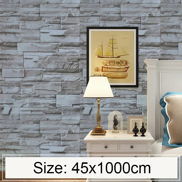 Stucco Brick Creative 3D Stone Brick Decoration Wallpaper Stickers Bedroom Living Room Wall Waterproof Wallpaper Roll, Size: 45 x 1000cm, Stucco brick
