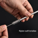 4 PCS Reusable Stainless Steel Drinking Straws + 1 x Cleaner Brush Set Kit, Straight