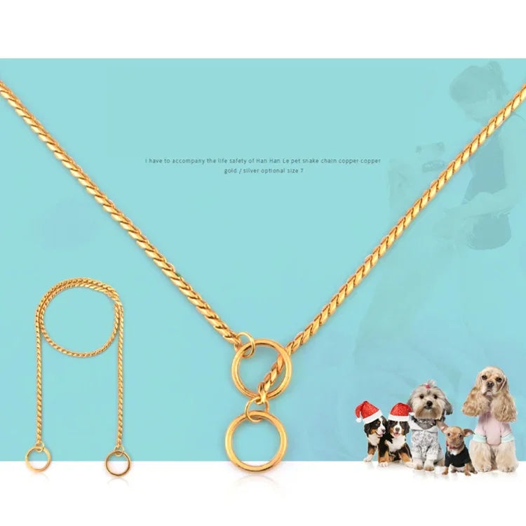 Pet Collars Pet Neck Strap Dog Neckband Snake Chain Dog Chain  Solid  Metal Chain Dog Collar，Length:60cm, 60cm