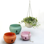 Hanging Plastic Flower Pots Hanging Pots Flower Pot With Hanging Chain,Large Size: 24 x 18cm ,Random Color Delivery, Large Size