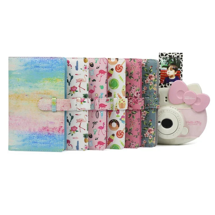 Pink Flamingo Pattern 3 inch DIY PU Mini Creativity Insert Type 32 Pages Exquisite Photo Album for Polaroid, Pink Flamingo