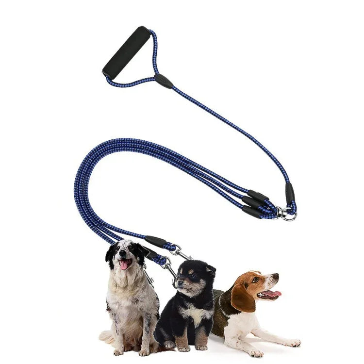 ペット犬用ナイロン3-in-1牽引ロープ ハンドル付き 散歩リード 長さ：124cm 3-in-1牽引 124cm ブルー
