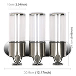 Triple Hotel Shower Manual Dispenser Wall Mounted Washing Liquid Shampoo Soap Bottle, Capacity: 1200ml, 1200ml/Transparent, 1200ml/White, 1200ml/Black, 1200ml/Gold, 1200ml/Red, 1200ml/Silver