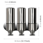 Triple Hotel Shower Manual Dispenser Wall Mounted Washing Liquid Shampoo Soap Bottle, Capacity: 1200ml, 1200ml/Stainless Steel