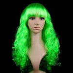 Colorful Wild-Curl Up Party Headwear Wavy Long PET Wigs For Female(Black)